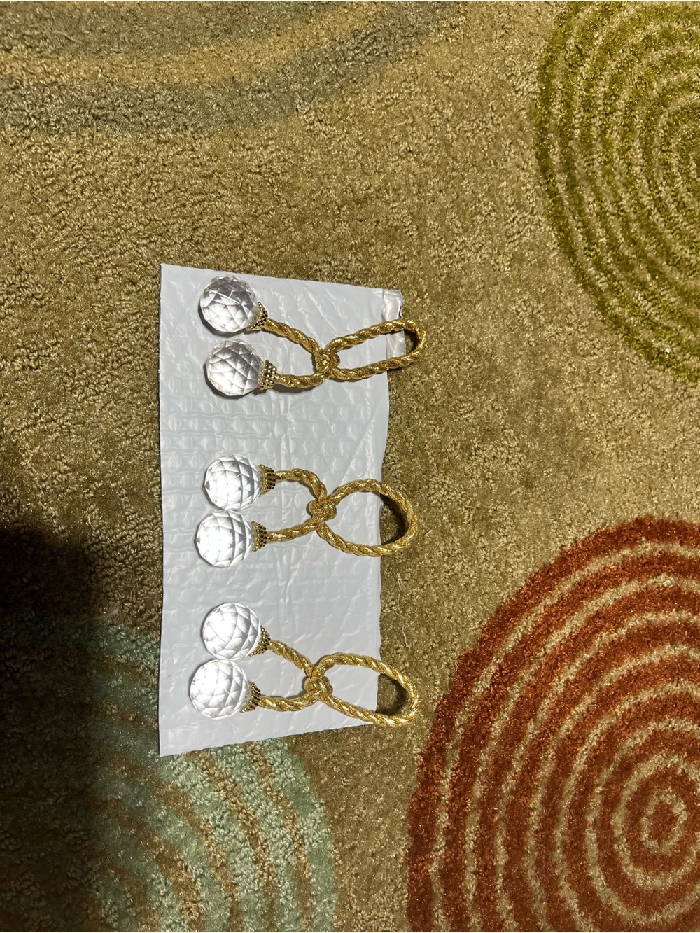 3 Gold/ Clear Curtain Tiebacks
